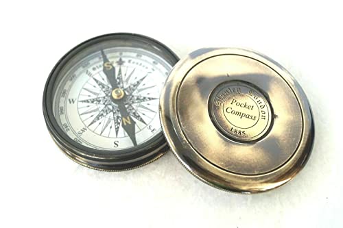 Brass Compass Antique Nautical Maritime 3" Poem Compass Stanly London 1885 Pocket Compass