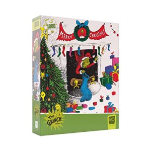 dr. seuss “merry grinchmas” 1000 piece jigsaw puzzle | collectible puzzle featuring the grinch | artwork celebrating classic children's book | officially-licensed dr. seuss puzzle & merchandise