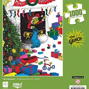 Dr. Seuss “Merry Grinchmas” 1000 Piece Jigsaw Puzzle | Collectible Puzzle Featuring The Grinch | Artwork Celebrating Classic Children's Book | Officially-Licensed Dr. Seuss Puzzle & Merchandise