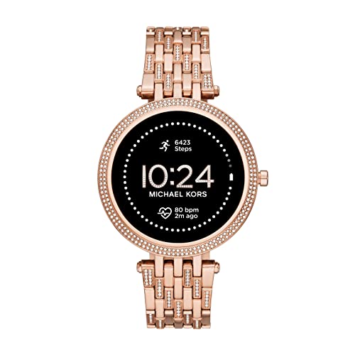 Michael Kors Women's Gen 5E 43mm Stainless Steel Touchscreen Smartwatch with Fitness Tracker, Heart Rate, Contactless Payments, and Smartphone Notifications, Rose Gold Glitz