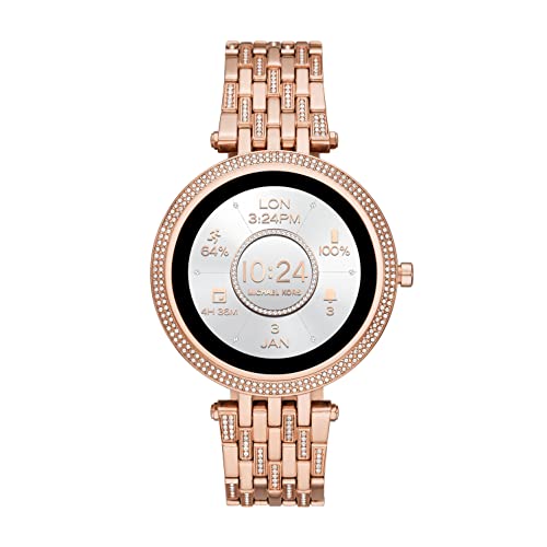 Michael Kors Women's Gen 5E 43mm Stainless Steel Touchscreen Smartwatch with Fitness Tracker, Heart Rate, Contactless Payments, and Smartphone Notifications, Rose Gold Glitz