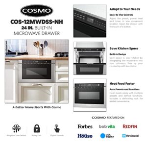 COSMO COS-12MWDSS-NH 24 in. Built-in Microwave Drawer with Automatic Presets, Touch Controls, Defrosting Rack and 1.2 cu. ft. Capacity in Stainless Steel