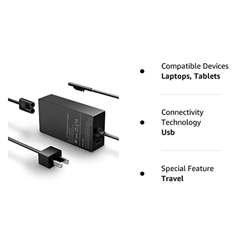 65W Surface Pro Charger Replacement for Microsoft Surface Charger for Surface Pro 8 Pro 7 Pro 6 Pro 5 Pro 4 Pro 3 Pro X Surface Laptop 1 2 3 Surface Go 1 2 Surface Book and Windows Laptop Charger