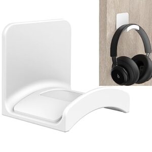 sokusin headphone stand headset holder - adhesive gaming earphones hanger, universal desk wall mount hook for all headphone/controller, compatible with beats, airpods max,sony, jbl (white)