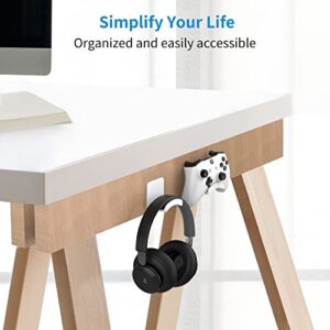 SOKUSIN Headphone Stand Headset Holder - Adhesive Gaming Earphones Hanger, Universal Desk Wall Mount Hook for All Headphone/Controller, Compatible with Beats, AirPods Max,Sony, JBL (White)