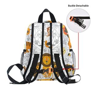 Glaphy Custom Kid's Name Backpack, Cartoon Monkey Lion Tiger Toddler Backpack for Daycare Travel, Personalized Name Preschool Bookbags for Boys Girls