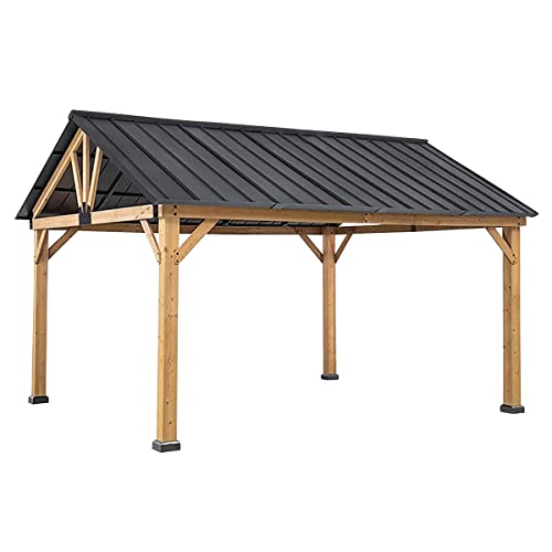 Westerly Solid Wood Gazebo Pavilion for Patio Deck Backyard (14' x 12')