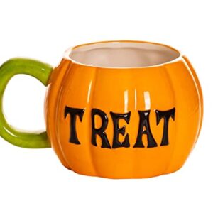 Jack-O-Lantern Trick Or Treat Pumpkin Ceramic Coffee Mugs – 2 Pack – 15oz Halloween Mug