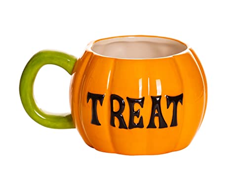 Jack-O-Lantern Trick Or Treat Pumpkin Ceramic Coffee Mugs – 2 Pack – 15oz Halloween Mug