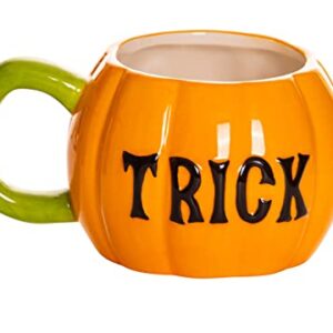 Jack-O-Lantern Trick Or Treat Pumpkin Ceramic Coffee Mugs – 2 Pack – 15oz Halloween Mug