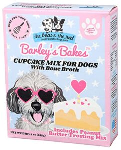 the bear and the rat dog cake | cupcake mix for dogs, bone broth flavor, 9 ounce, peanut butter frosting, wheat free, gluten free, real food ingredients, made in the usa, birthday dog