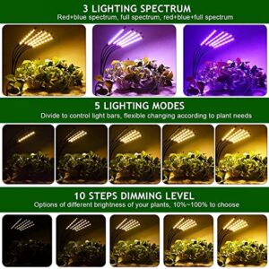 KEELIXIN Grow Lights for Indoor Plants,5 Heads Red Blue White Full Spectrum Plant Light with 15-60" Adjustable Tripod Stand, Indoor Grow Lamp with Remote Control and Auto On/Off Timer Function