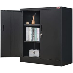 besfur locking cabinet, 36" metal storage cabinet with 2 adjustable shelves, office storage cabinet for home, office, garage - black