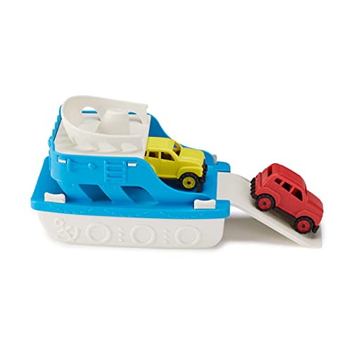 Amazon Basics Ferry Boat with 2 Mini Cars Bathtub Toy for Kids Ages 2 and Up, Blue