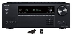 onkyo tx-nr6050 + 7.2 channel network home theater | smart av receiver | 8k/60, 4k/120hz | 90w | hdr | vrr | dts | dolby atmos | allm | qft | includes kwalicable micro sd card & cleaning cloth