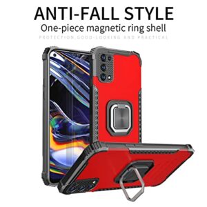 Back Case Cover for Oppo Realme 7 Pro Case,Drop Tested Cover with Magnetic Kickstand Ring Car Mount Protective Case,Hybrid Hard PC Soft TPU Shockproof Protective Case Protective Case