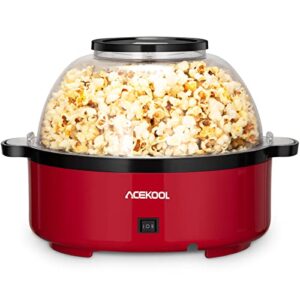 upgraded, acekool popcorn maker, multifunctional popcorn popper machine with nonstick plate & stirring rod, stir crazy popcorn popper with large lid for serving bowl and two measuring spoons