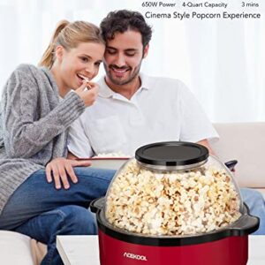 Upgraded, ACEKOOL Popcorn Maker, Multifunctional Popcorn Popper Machine with Nonstick Plate & Stirring Rod, Stir Crazy Popcorn Popper with Large Lid for Serving Bowl and Two Measuring Spoons