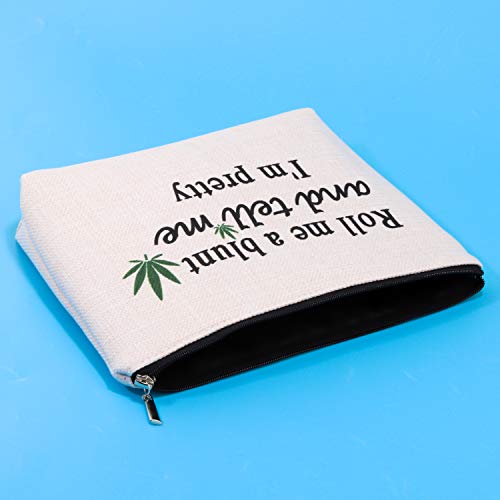 G2TUP Leaf Accessories Bag for Women Funny Cosmetic Bag Roll Me a Blunt and Tell Me I'm Pretty Zipper Pouch (Blunt makeup bag)