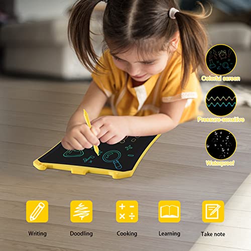 LCD Writing Tablet Electronic Doodle Board with Colorful Screen RaceGT 8.5-Inch Reusable Drawing Pad Gift for Kids and Adults at Home,School and Office Learning & Education Handwriting Aids - Yellow