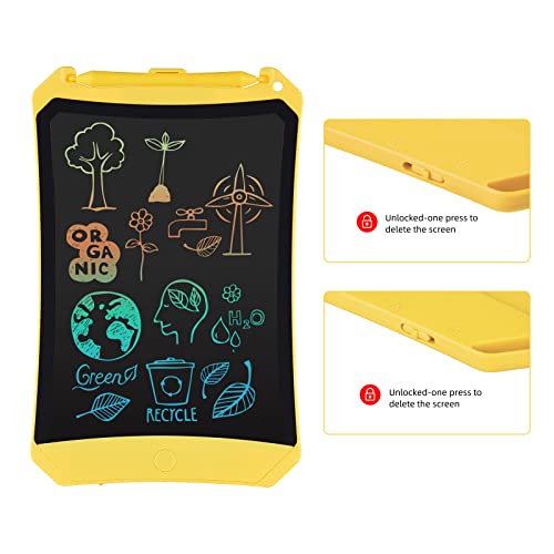 LCD Writing Tablet Electronic Doodle Board with Colorful Screen RaceGT 8.5-Inch Reusable Drawing Pad Gift for Kids and Adults at Home,School and Office Learning & Education Handwriting Aids - Yellow