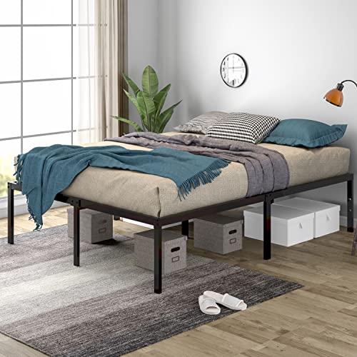 SHA CERLIN Full Size Sturdy Metal Bed Frame, Heavy Duty Platform Bed Frame No Box Spring Needed, Slots for Headboard Attachment, Easy Assembly, Mattress Foundation, No Noise, Non-Slip Design