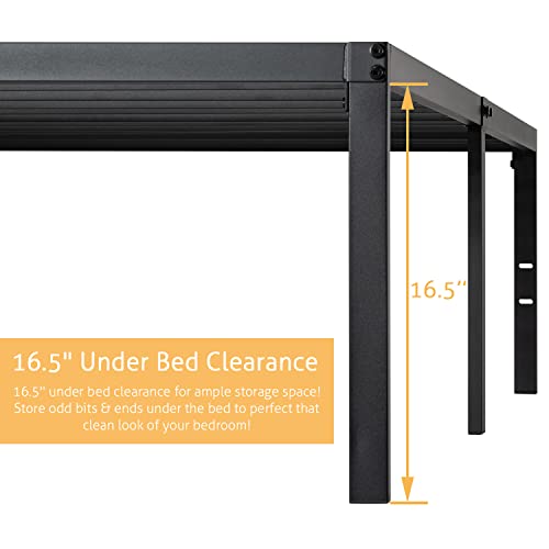 SHA CERLIN Full Size Sturdy Metal Bed Frame, Heavy Duty Platform Bed Frame No Box Spring Needed, Slots for Headboard Attachment, Easy Assembly, Mattress Foundation, No Noise, Non-Slip Design