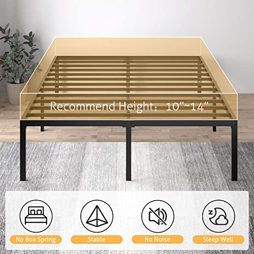 SHA CERLIN Full Size Sturdy Metal Bed Frame, Heavy Duty Platform Bed Frame No Box Spring Needed, Slots for Headboard Attachment, Easy Assembly, Mattress Foundation, No Noise, Non-Slip Design