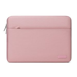 MOSISO Laptop Sleeve Compatible with MacBook Air/Pro, 13-13.3 inch Notebook, Compatible with MacBook Pro 14 inch 2023-2021 A2779 M2 A2442 M1, Polyester Horizontal Carrying Bag with Small Case, Pink