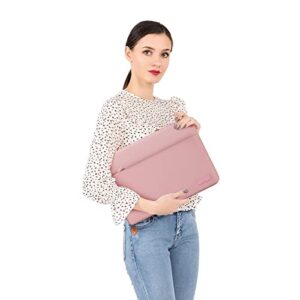 MOSISO Laptop Sleeve Compatible with MacBook Air/Pro, 13-13.3 inch Notebook, Compatible with MacBook Pro 14 inch 2023-2021 A2779 M2 A2442 M1, Polyester Horizontal Carrying Bag with Small Case, Pink