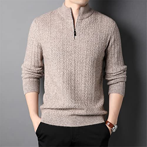 SKREOJF 1pcs Men's Spring Zipper Fashion Pullover Knitted Turtleneck Street Wear Simple Sweater Casual Menswear (Color : A, Size : XXL code)