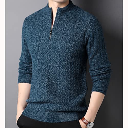 SKREOJF 1pcs Men's Spring Zipper Fashion Pullover Knitted Turtleneck Street Wear Simple Sweater Casual Menswear (Color : A, Size : XXL code)