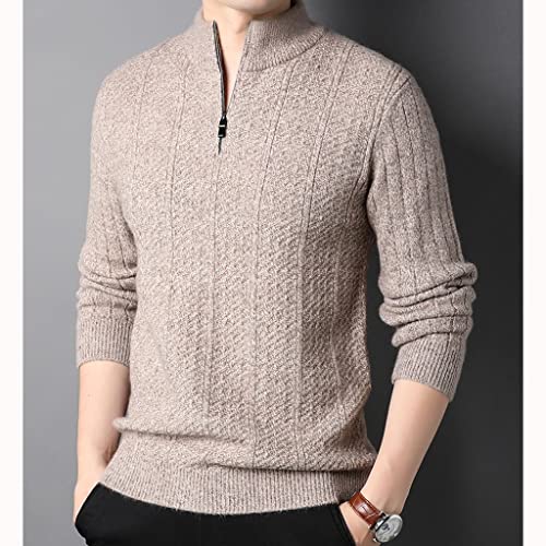 SKREOJF 1pcs Men's Spring Zipper Fashion Pullover Knitted Turtleneck Street Wear Simple Sweater Casual Menswear (Color : A, Size : XXL code)