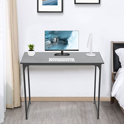 35/39/47 Inch Computer Desk Home Office Desk Writing Study Table Modern Simple Style PC Desk with Metal Frame Gaming Desk Workstation for Small Space (Black, 39 inch)