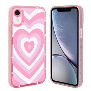 aigomara compatible with iphone xr case pink heart print cute pink heart pattern case for women girl full camera protective soft tpu shockproof phone cover for iphone xr