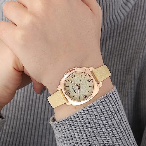 Shop LC Strada Japanese Movement Golden Dial Watch with Golden Faux Leather Strap and Stainless Steel Back Birthday Gifts