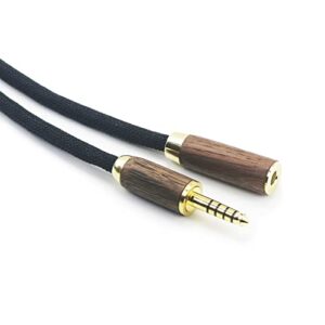 NewFantasia 4.4mm Balanced Male to 4.4mm Balanced Female Headphone Audio Adapter Cable 4.4mm male to 4.4mm Female Extension Cord 6N OCC Copper Single Crystal Silver Plated Wire Walnut Wood Shell 4.9ft