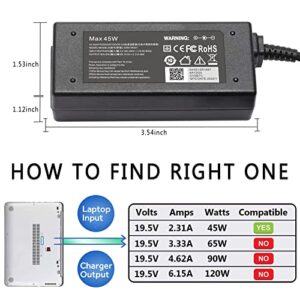 45W 19.5V 2.31A AC Adapter Replacement HP Laptop Charger Compatible for HP Pavilion 11 13 15;HP elitebook Folio 1040 g1;hp touchsmart 11 13 15;HP Stream 13 11 14