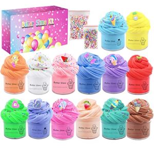 butter slime kit 14pack for party favors, scented, soft and non-sticky, birthday gifts for girl boys, stress relief slime bulk for easter egg basket fillings