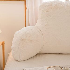 NTBED Reading Pillow Faux Fur Bed Wedge Backrest with Arms,Couch TV Relax Bed Rest Pillow Back Support Cushion for Kids Teens Boys Girls(White)