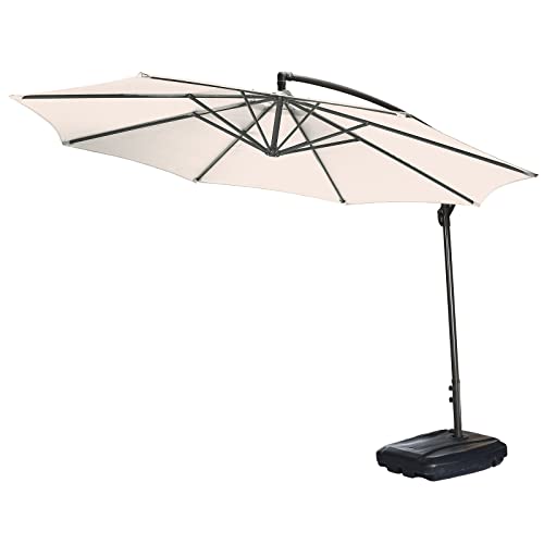 Flueyer 10Ft 8 Ribs Patio Umbrella Replacement Canopy Double-Layer Offset Cantilever Hanging Patio Umbrella Market Umbrella for Outdoor Umbrella(CANOPY ONLY), Beige