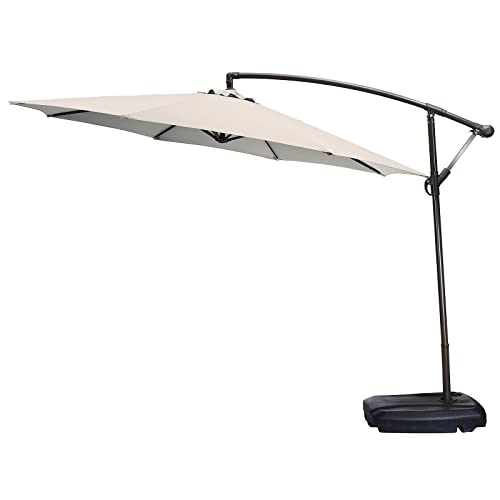 Flueyer 10Ft 8 Ribs Patio Umbrella Replacement Canopy Double-Layer Offset Cantilever Hanging Patio Umbrella Market Umbrella for Outdoor Umbrella(CANOPY ONLY), Beige