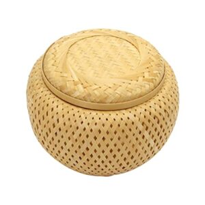 hemoton woven tea basket food serving baskets with lid woven wicker basket round woven wicker basket log color