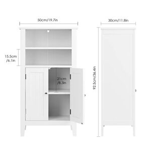 FOTOSOK Bathroom Storage Cabinet, Floor Storage Cabinet with 2 Doors and Shelves for Living Room, Bedroom, Kitchen and Office, White