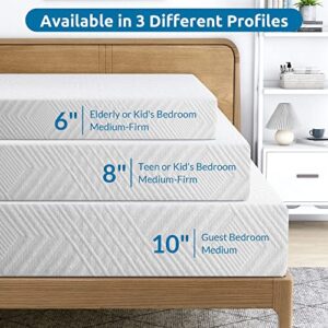 LIFERECORD 8 inch Queen Mattress in a Box, Gel Memory Foam Mattresses Made in USA for Queen Bed, Medium Firm, White