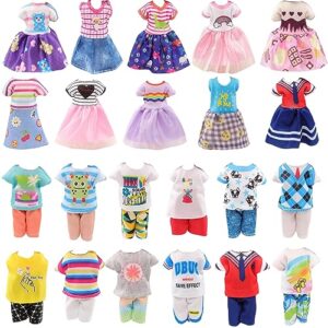 joyfun 7 pcs 6 inch girl doll clothes 3 pieces dress, 2 pieces outfits and 2 pcs shoes for 11.5 inch girl's sister 6" doll