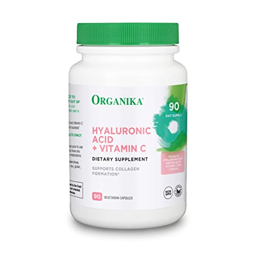 Organika Hyaluronic Acid with Vitamin C 120mg- Collagen Formation, Joint Health, Skin Hydration- 90vcaps