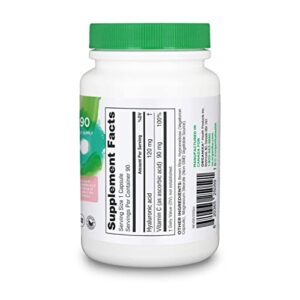 Organika Hyaluronic Acid with Vitamin C 120mg- Collagen Formation, Joint Health, Skin Hydration- 90vcaps