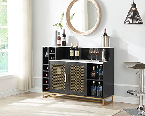 Home Source Black Accent Bar Cabinet with Mesh Door