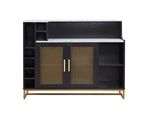 Home Source Black Accent Bar Cabinet with Mesh Door